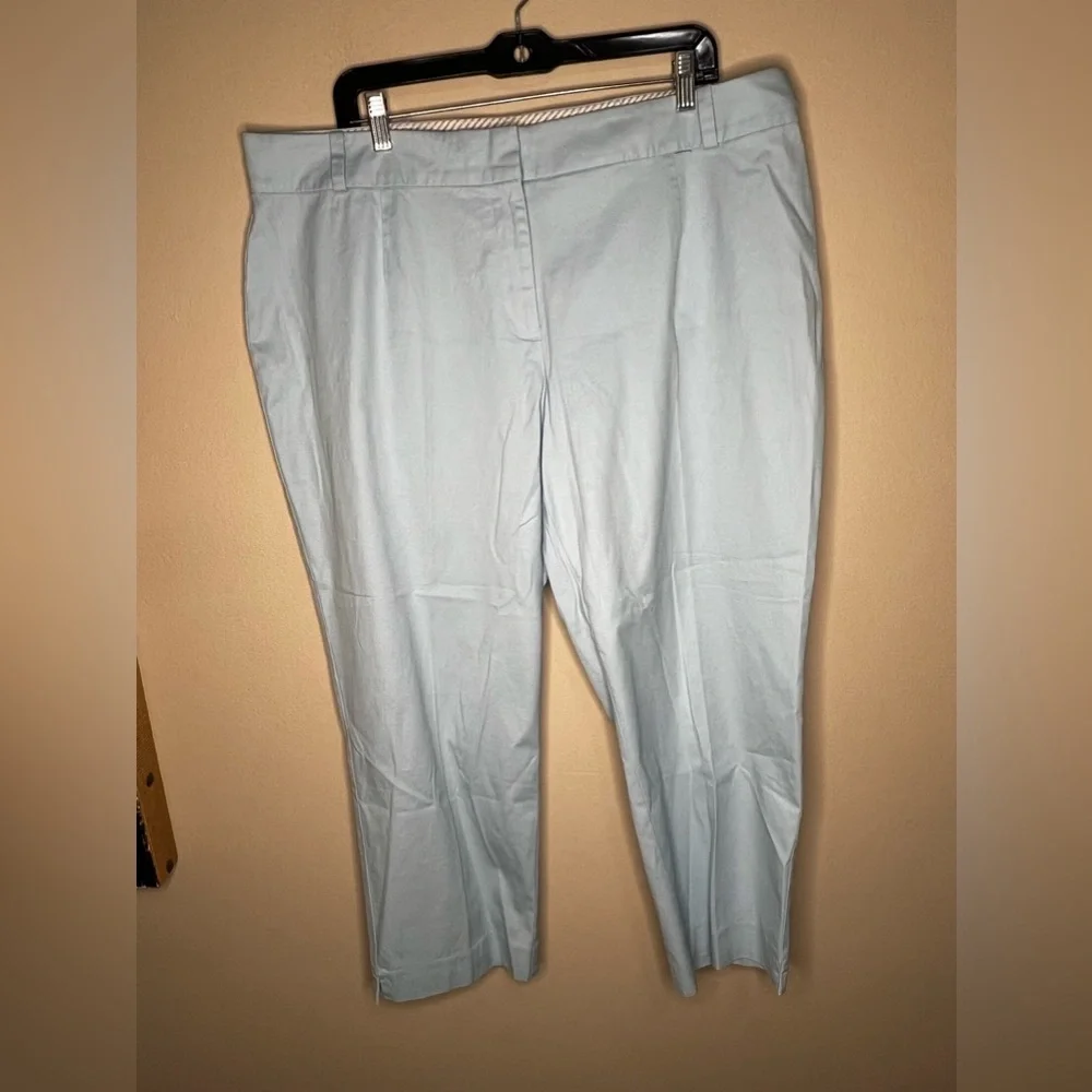 Talbots Heritage Pants Light Blue Size 16W Mid Rise Slit Side Pockets
